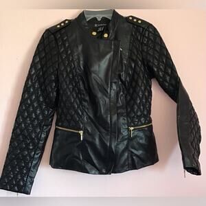 INC International concepts faux leather moto jacket size small